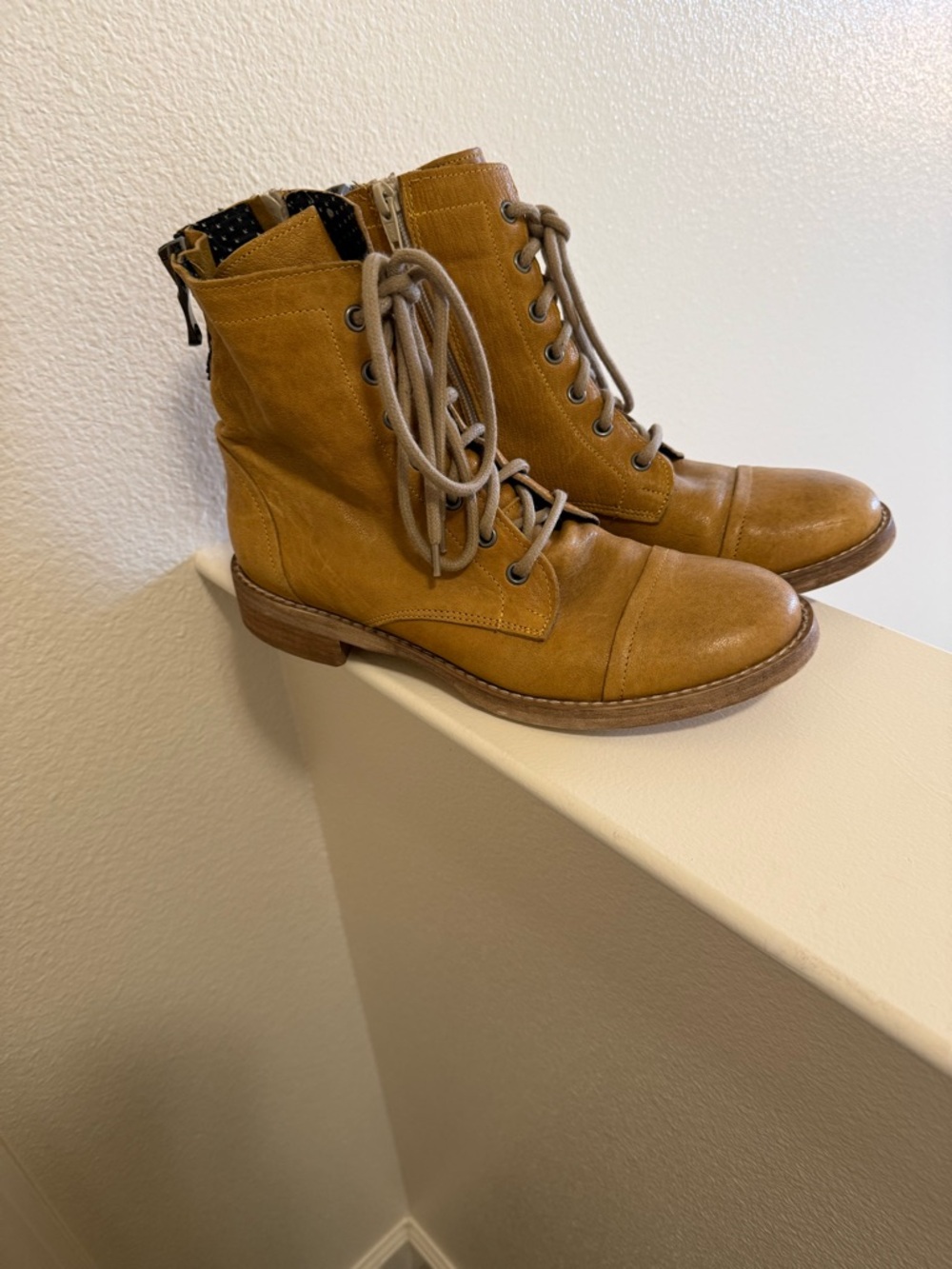 Free People Tan Lace-Up Combat Booties - Picture 3 of 6